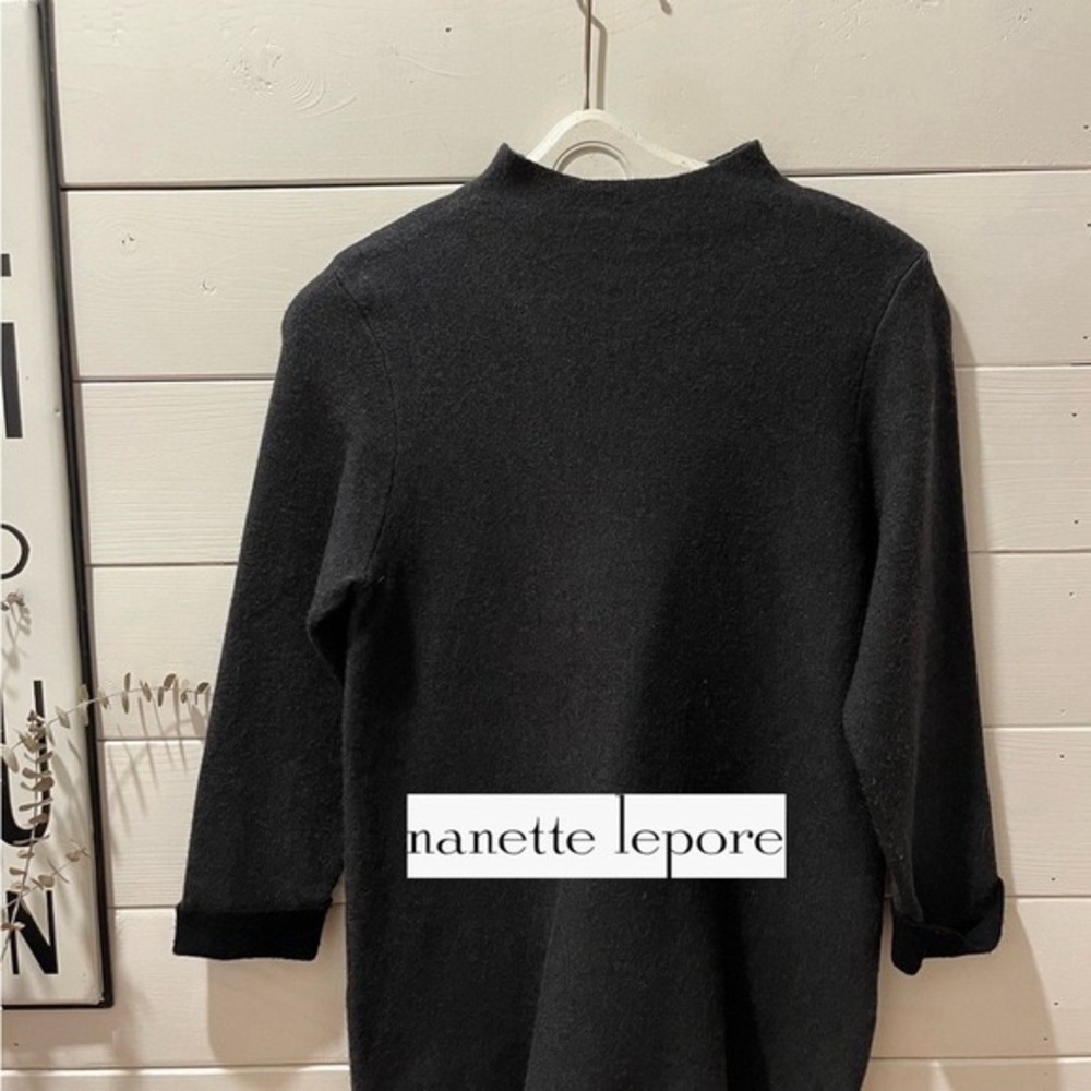 Women's NANETTE LEPORE Charcoal  Gray Wool Blend Mock Tunic Sweater Size M
